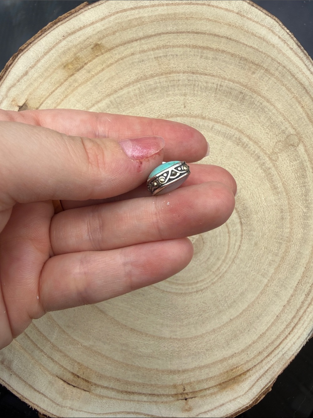 Sterling Silver 925 White Mother-of-Pearl and Turquoise Pendant Pendant Charm - Picture 5 of 9